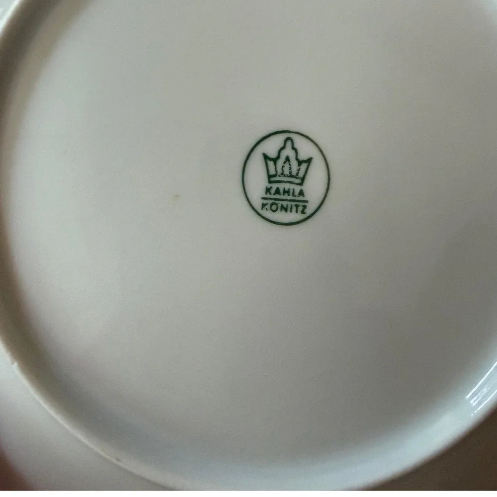 Vintage Kahla Konitz Bread Plates Set of 6 - Autumn Leaves Gold Rim Germany